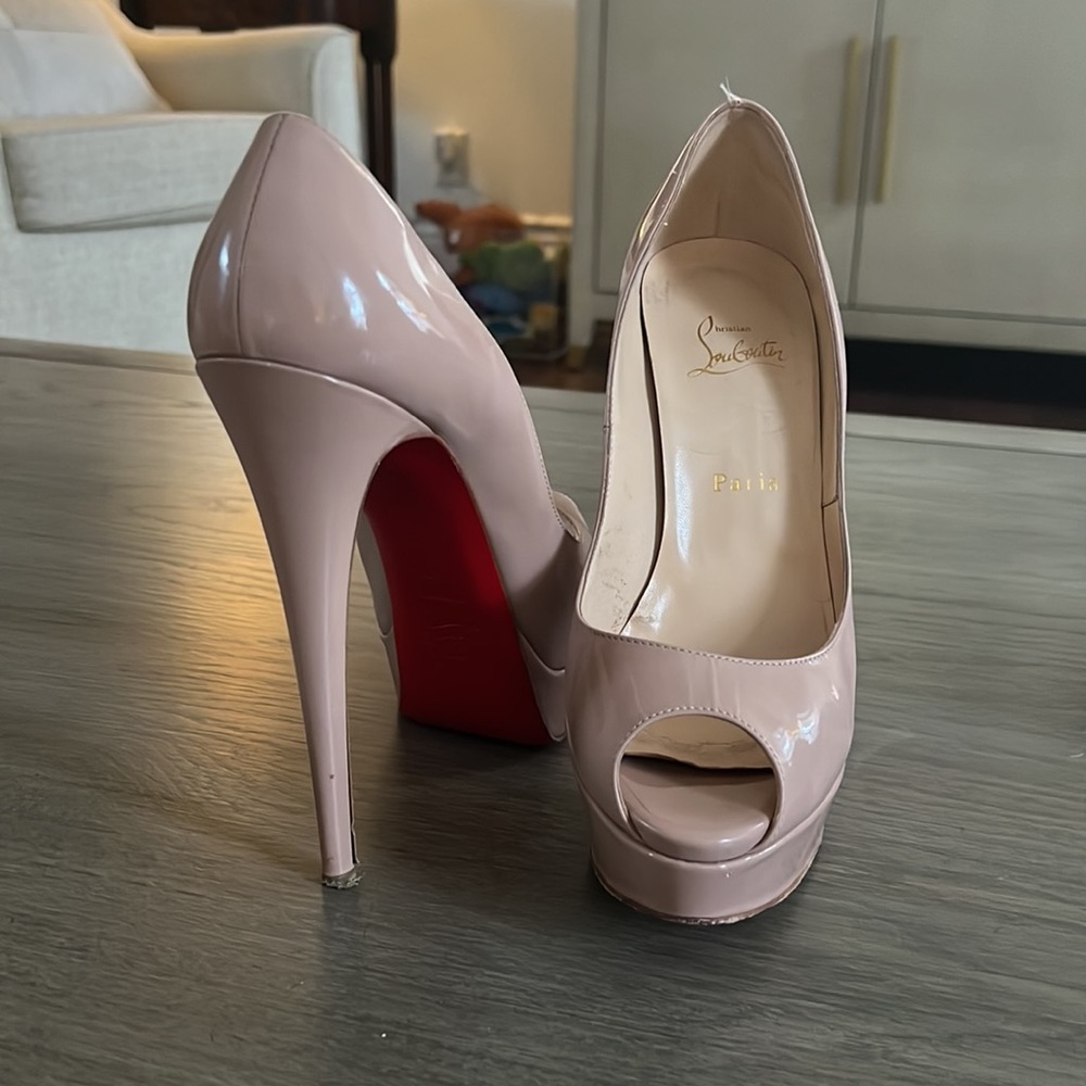 Christian Louboutin Lady Peep 150 Patent Calf Platform Heel